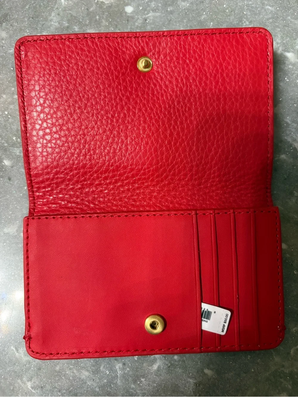 Vera Bradley Red Leather Snap Wallet NWT